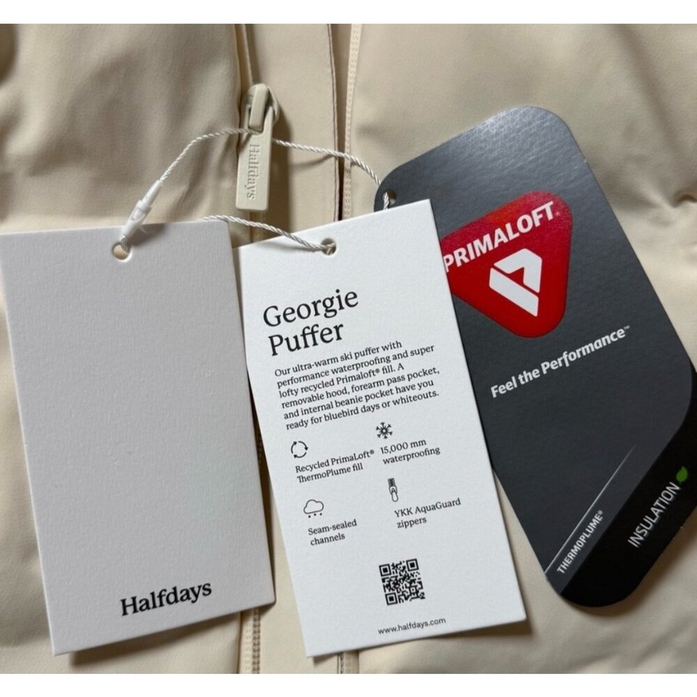 Halfdays Georgie Puffer Jacket Oatmilk XL, New with tags, Removable Hood - Picture 3 of 9